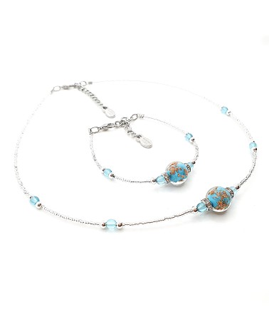 Parure perle centrale en verre de Murano  artisans italiens fait à la main