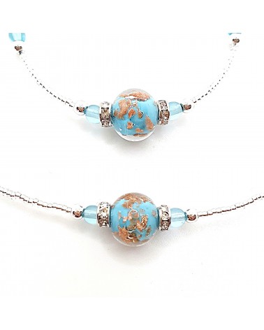 Parure perle centrale en verre de Murano  artisans italiens fait à la main