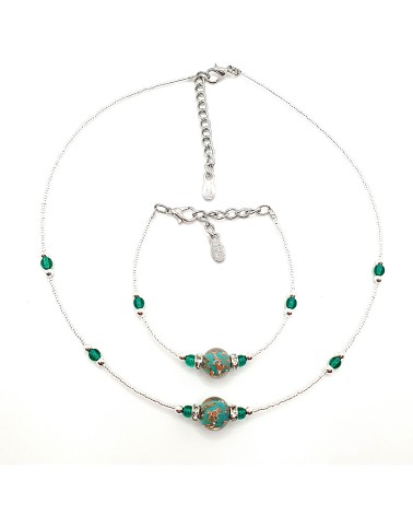 Parure perle centrale en verre de Murano  artisans italiens fait à la main