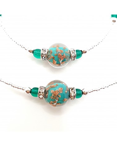 Parure perle centrale en verre de Murano  artisans italiens fait à la main