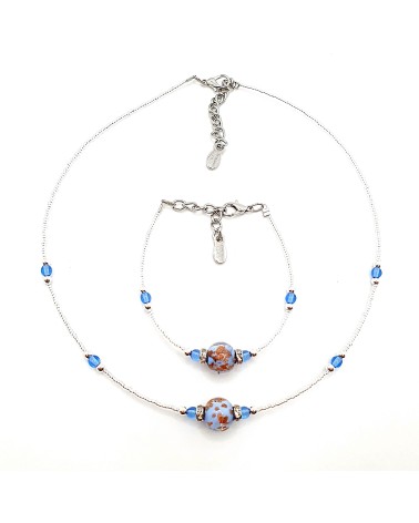 Parure perle centrale en verre de Murano  artisans italiens fait à la main