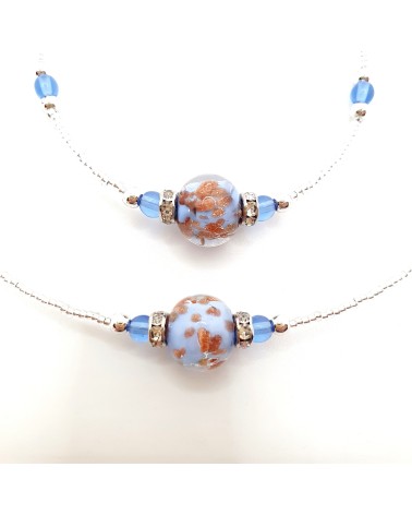 Parure perle centrale en verre de Murano  artisans italiens fait à la main