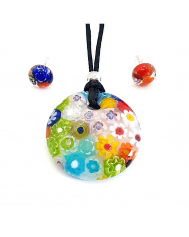 Parure ronde bombée en verre de Murano bijoux fantaisies fait à la main