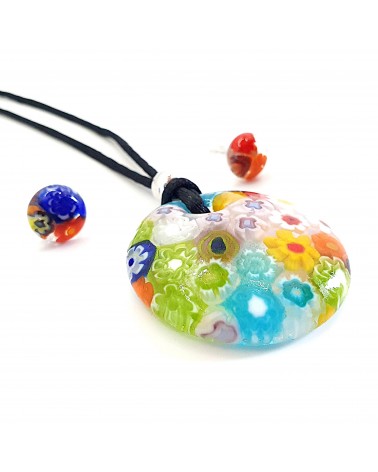Parure ronde bombée en verre de Murano bijoux fantaisies fait à la main