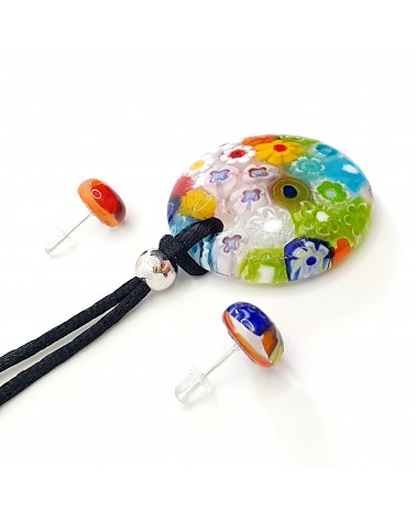 Parure ronde bombée en verre de Murano bijoux fantaisies fait à la main