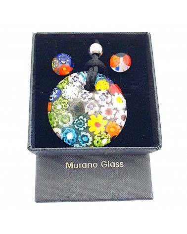 Parure ronde bombée en verre de Murano bijoux fantaisies fait à la main