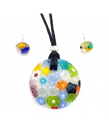 Parure ronde bombée en verre de Murano bijoux fantaisies fait à la main