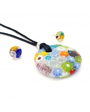 Parure ronde bombée en verre de Murano bijoux fantaisies fait à la main