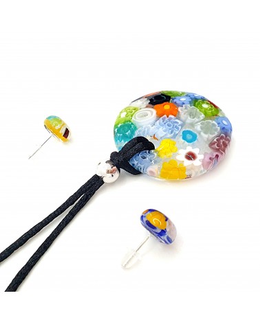 Parure ronde bombée en verre de Murano bijoux fantaisies fait à la main