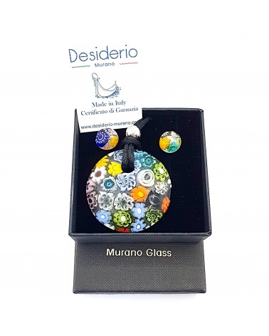 Parure ronde bombée en verre de Murano bijoux fantaisies fait à la main