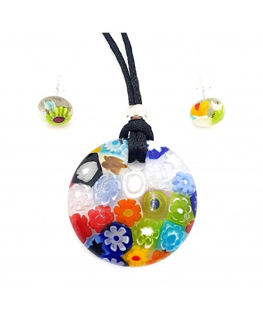 Parure ronde bombée en verre de Murano bijoux fantaisies fait à la main