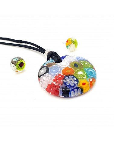 Parure ronde bombée en verre de Murano bijoux fantaisies fait à la main