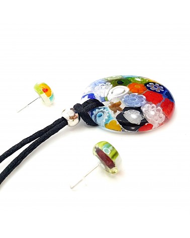 Parure ronde bombée en verre de Murano bijoux fantaisies fait à la main