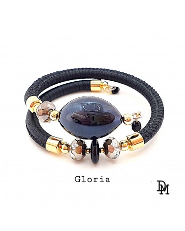 Bracelet Gloria en cuir de Toscane et perles en verre de Murano