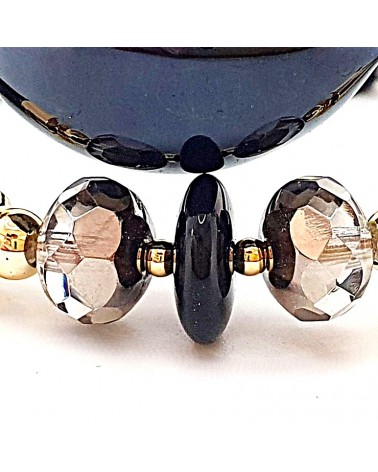 Bracelet Gloria en cuir de Toscane et perles en verre de Murano