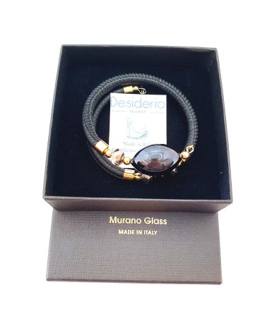 Bracelet Gloria en cuir de Toscane et perles en verre de Murano