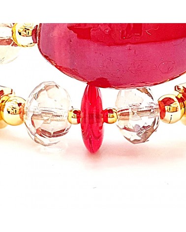 Bracelet Gloria en cuir de Toscane et perles en verre de Murano