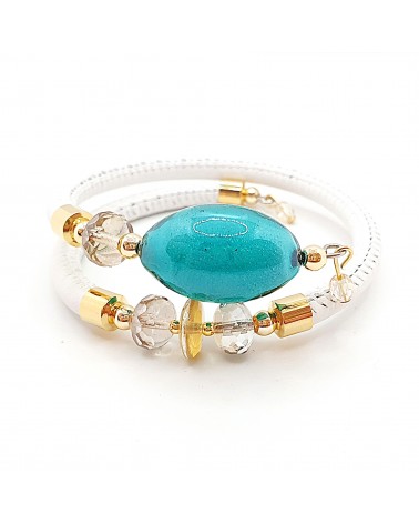 Bracelet Gloria en cuir de Toscane et perles en verre de Murano