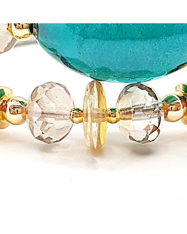 Bracelet Gloria en cuir de Toscane et perles en verre de Murano