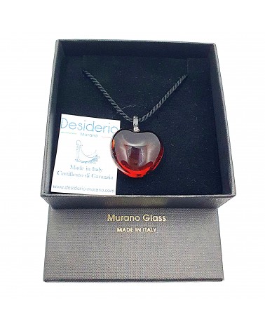 Pendentif cœur bombé en verre de Murano made in Italy