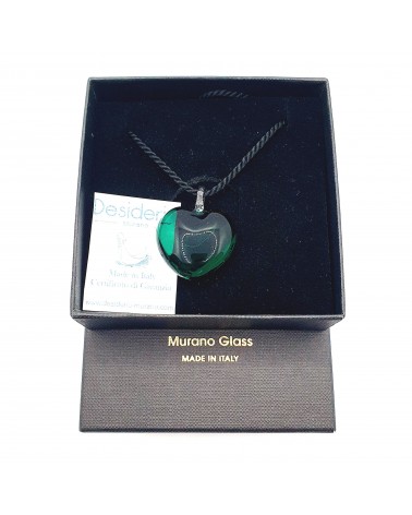 Pendentif cœur bombé en verre de Murano made in Italy