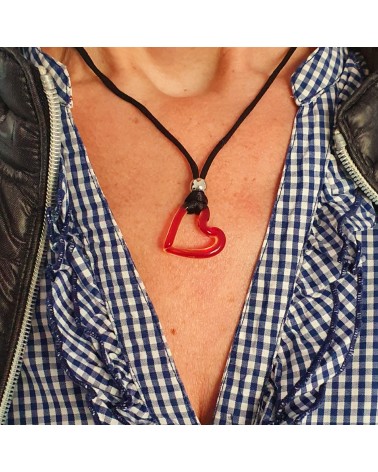Pendentif cœur rouge en verre de Murano bijoux fantaisies fait à la main