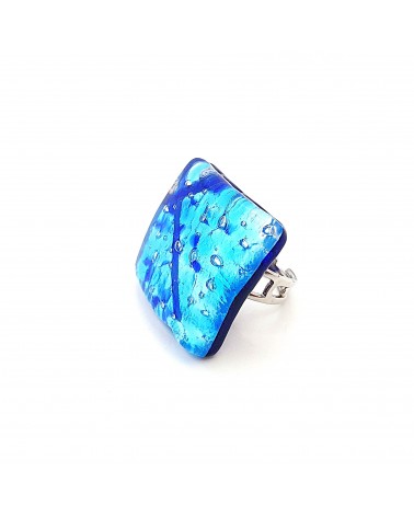Bague carré verre Murano bijoux fantaisies made in Italie