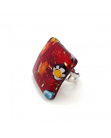 Bague carré verre Murano bijoux fantaisies made in Italie
