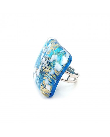Bague carré verre Murano bijoux fantaisies made in Italie