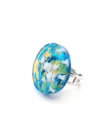 Bague ronde verre Murano bijoux fantaisies made in Italie