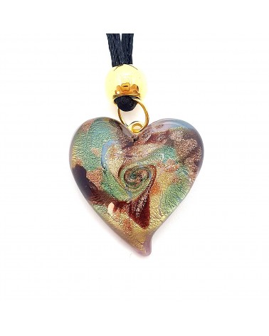 Pendentif cœur vortex en verre de Murano bijoux fantaisies fait à la main