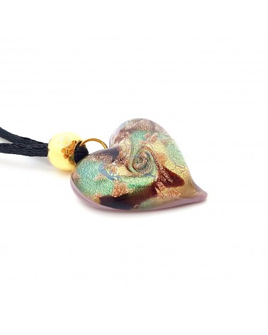 Pendentif cœur vortex en verre de Murano bijoux fantaisies fait à la main