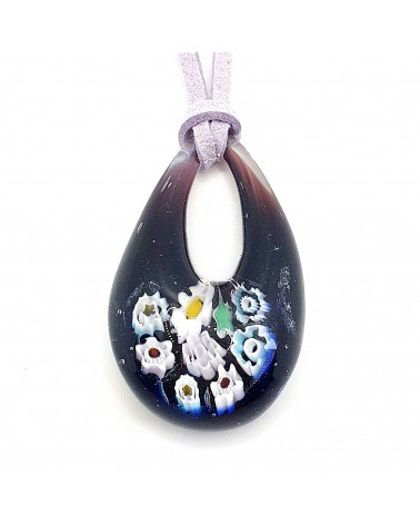 Grand pendentif goutte en verre de Murano bijoux fantaisies fait à la main