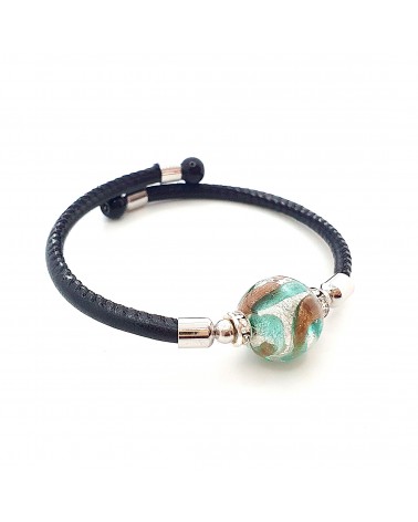 Bracelet Medusa en cuir et verre de Murano bijoux fantaisie