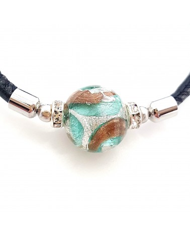 Bracelet Medusa en cuir et verre de Murano bijoux fantaisie