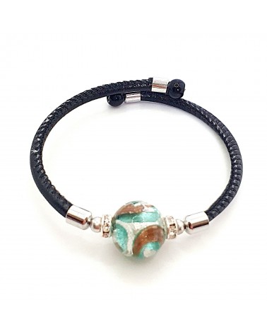 Bracelet Medusa en cuir et verre de Murano bijoux fantaisie