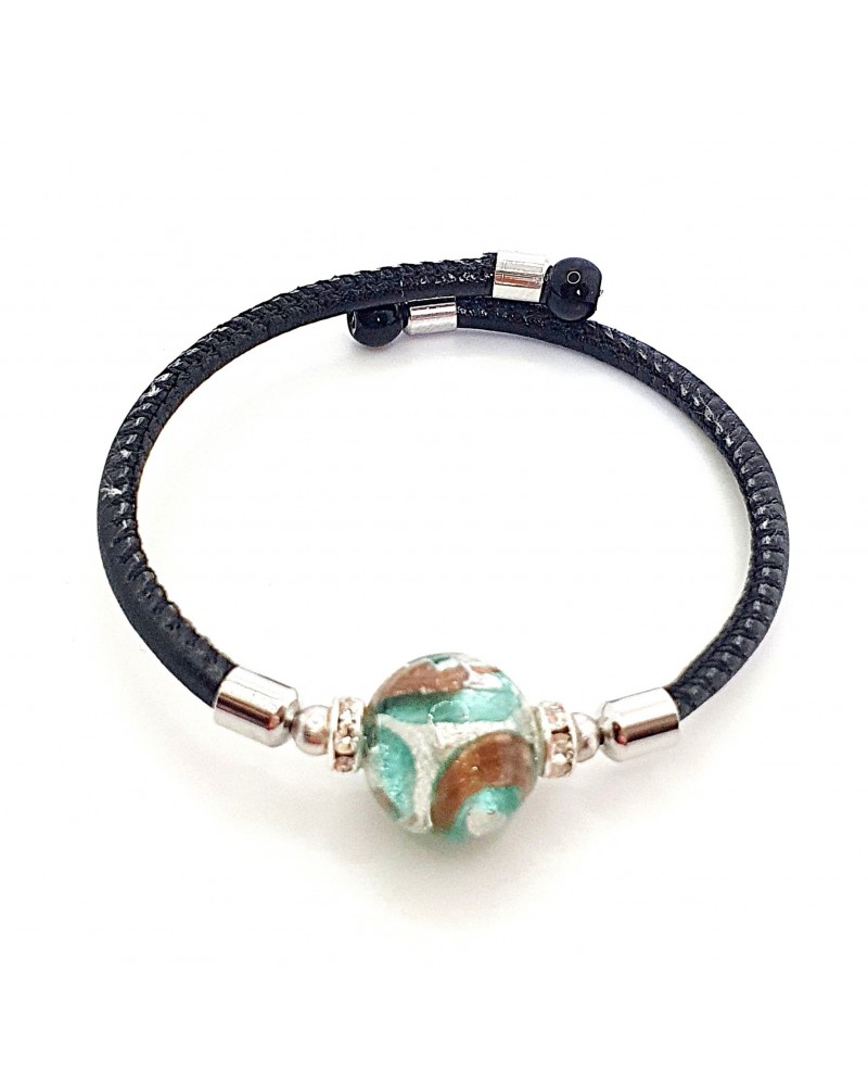 Bracelet Medusa en cuir et verre de Murano bijoux fantaisie