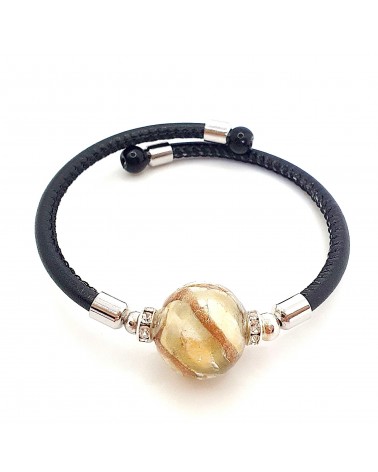 Bracelet Medusa en cuir et verre de Murano bijoux fantaisie