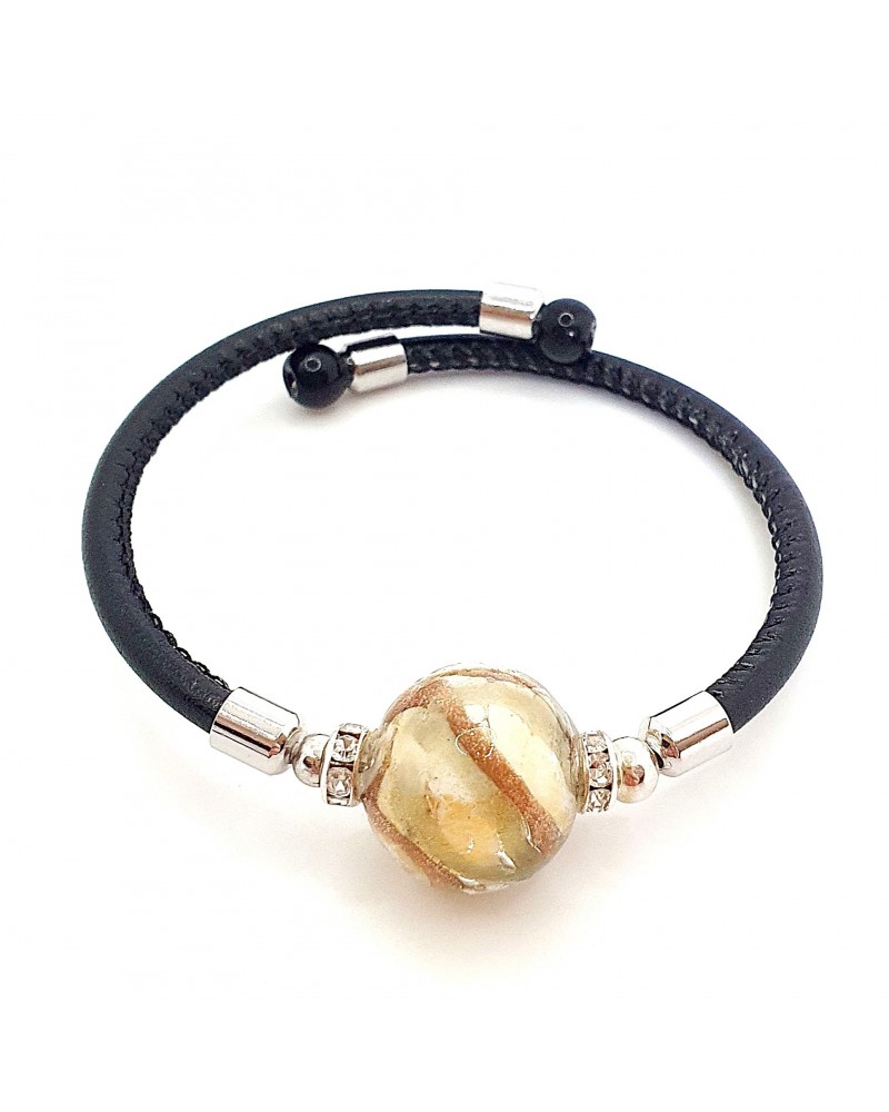 Bracelet Medusa en cuir et verre de Murano bijoux fantaisie