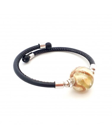 Bracelet Medusa en cuir et verre de Murano bijoux fantaisie