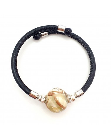 Bracelet Medusa en cuir et verre de Murano bijoux fantaisie