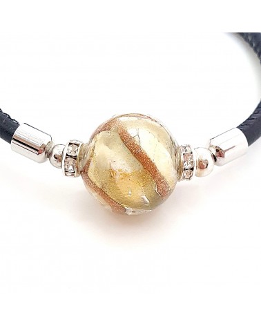 Bracelet Medusa en cuir et verre de Murano bijoux fantaisie