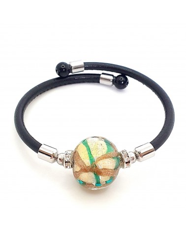 Bracelet Medusa en cuir et verre de Murano bijoux fantaisie
