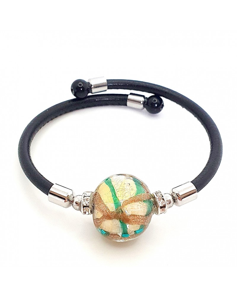 Bracelet Medusa en cuir et verre de Murano bijoux fantaisie