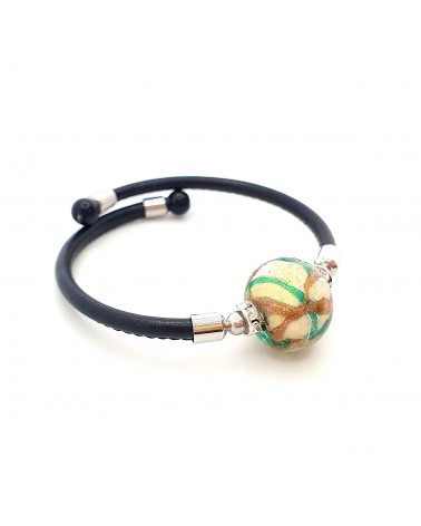 Bracelet Medusa en cuir et verre de Murano bijoux fantaisie