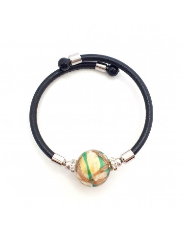 Bracelet Medusa en cuir et verre de Murano bijoux fantaisie
