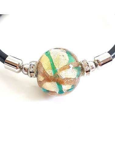 Bracelet Medusa en cuir et verre de Murano bijoux fantaisie