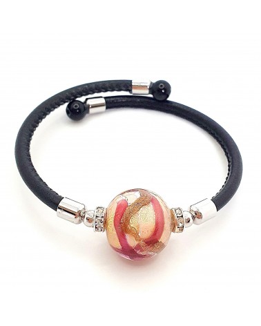 Bracelet Medusa en cuir et verre de Murano bijoux fantaisie
