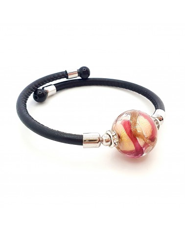 Bracelet Medusa en cuir et verre de Murano bijoux fantaisie
