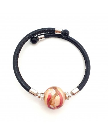 Bracelet Medusa en cuir et verre de Murano bijoux fantaisie